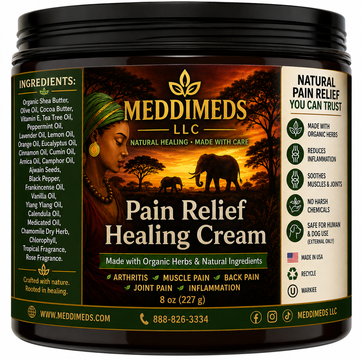 Meddimeds  8 oz. Pain Relief Healing Cream