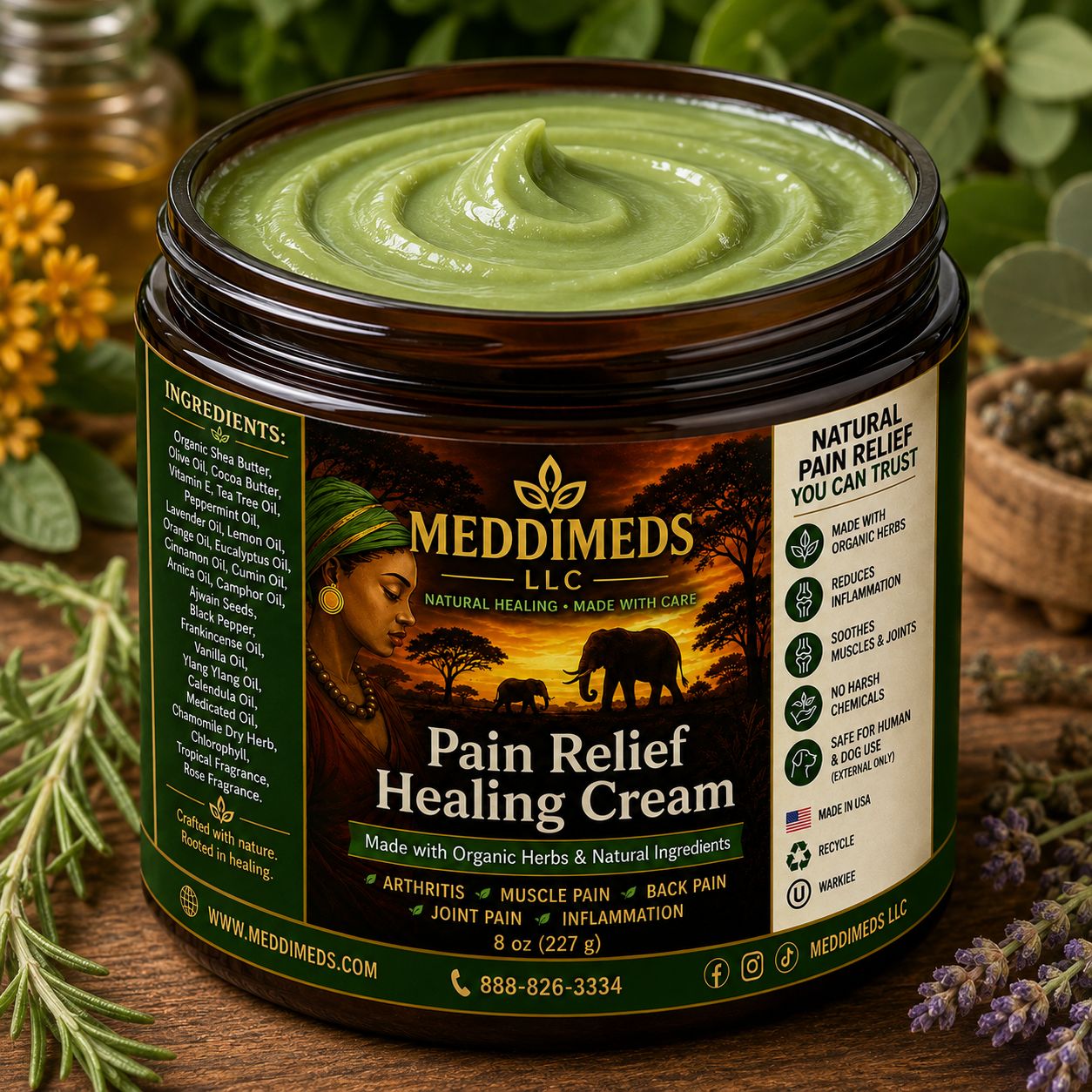 Meddimeds  8 oz. Pain Relief Healing Cream