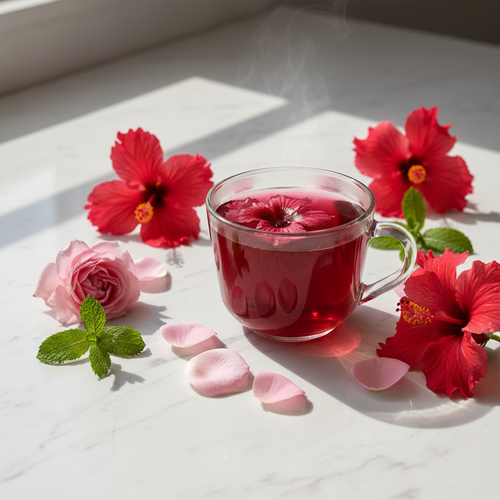 Ruby Red Tea in Clear Glass